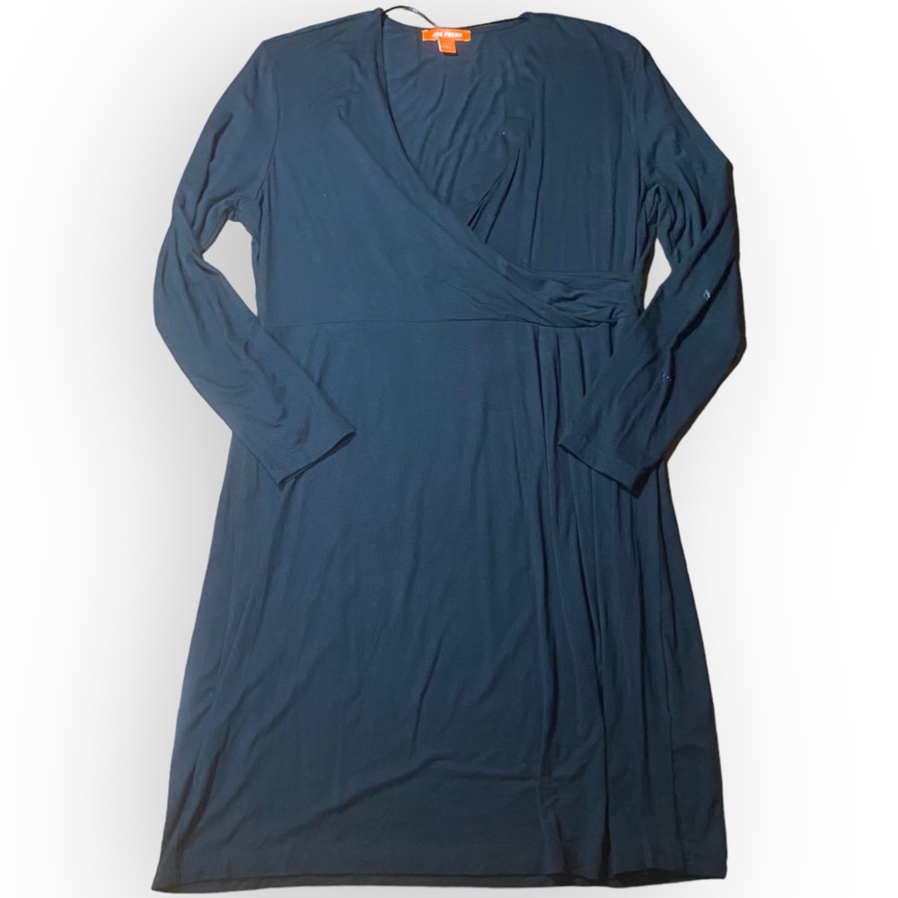 Joe Fresh Faux-wrap dress Black Stretchy Long Sleeves Size XL